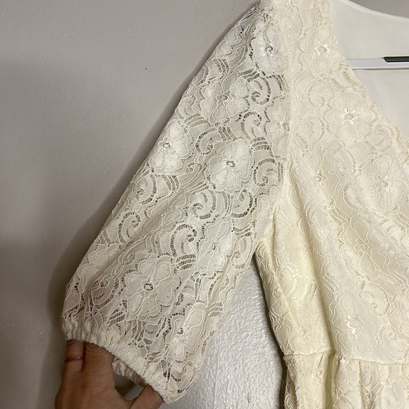 NSR NORDSTROM WHITE LACE CUT OUT MINI DRESS WOMENS XL NEW NWT - Picture 2 of 6